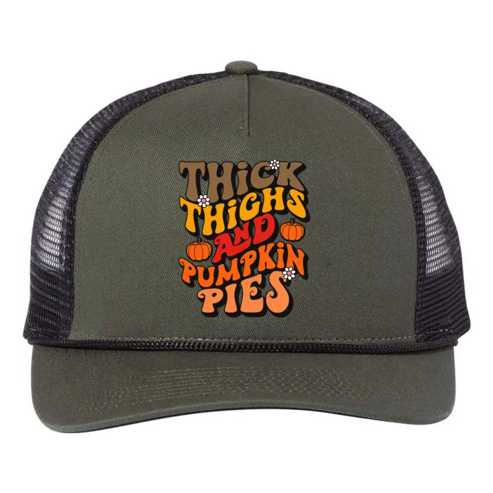 Thick Thighs Pumpkin Pies Autumn Thanksgiving Fall Season Retro Rope Trucker Hat Cap