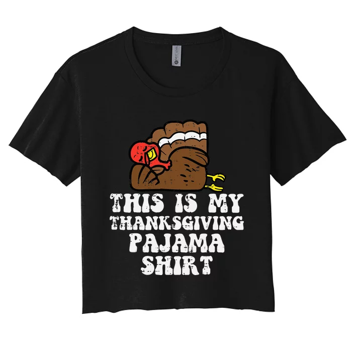 Thanksgiving Turkey Pajama Set Women's Crop Top Tee