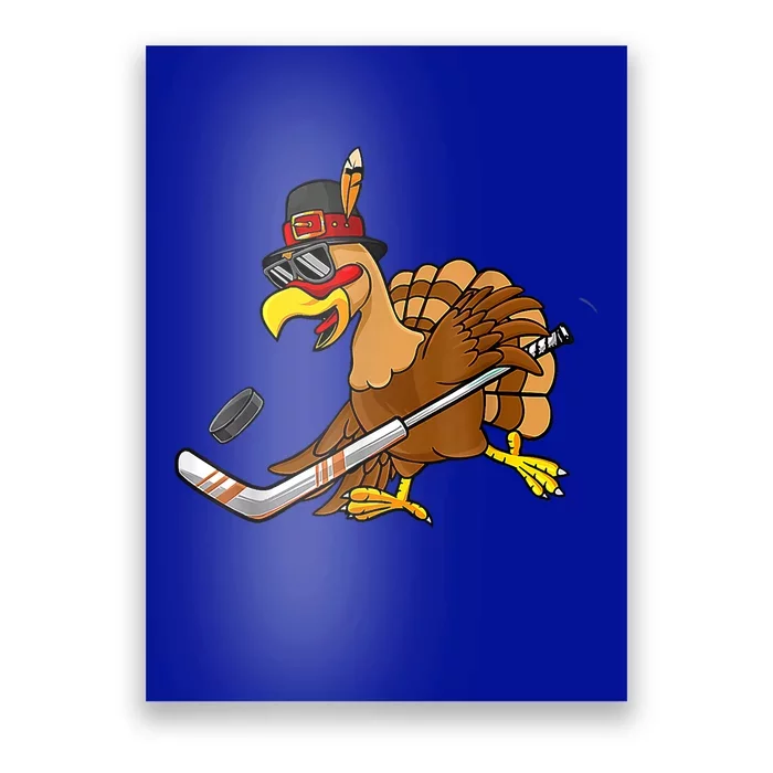 Thanksgiving Turkey Play Hockey Hockey Cute Gift Poster