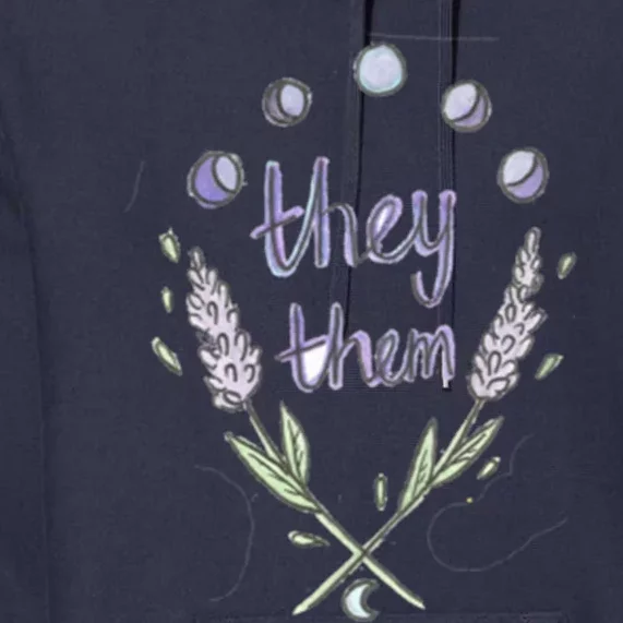 They Them Pronouns Flowers Premium Hoodie