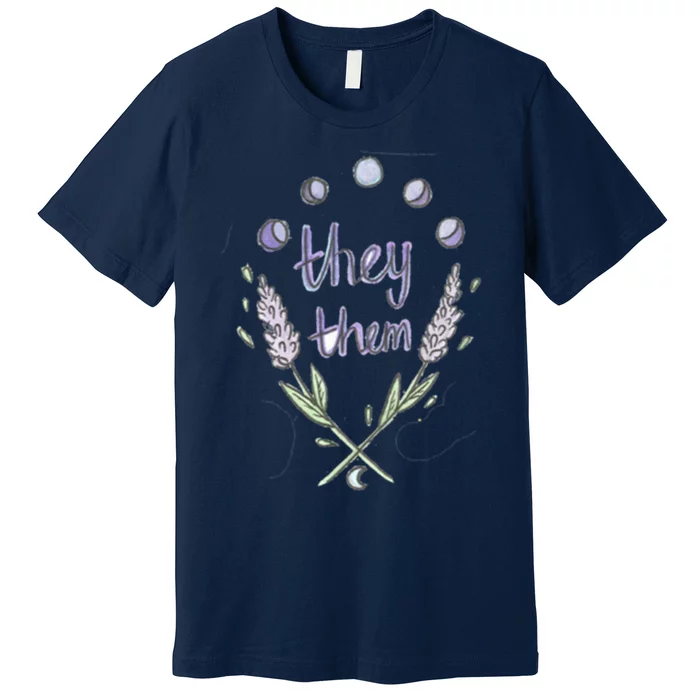 They Them Pronouns Flowers Premium T-Shirt