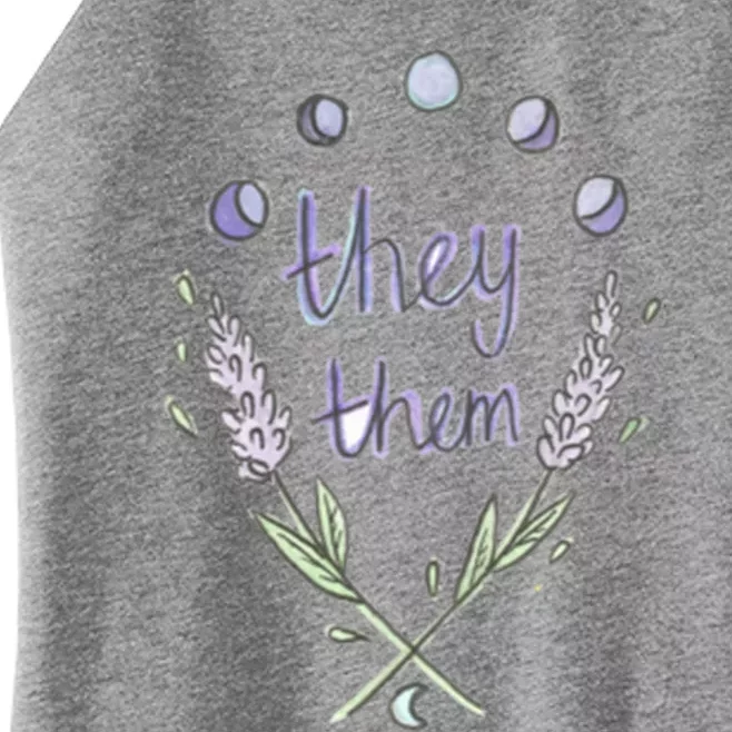 They Them Pronouns Flowers Women’s Perfect Tri Rocker Tank