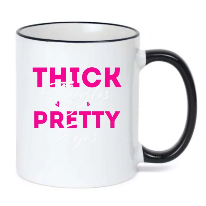 Thick Thighs & Pretty Eyes Workout Fitness Black Color Changing Mug