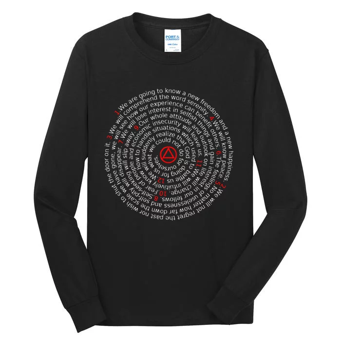 The Twelve Promises Aa 12 Step Recovery Spiral Tall Long Sleeve T-Shirt