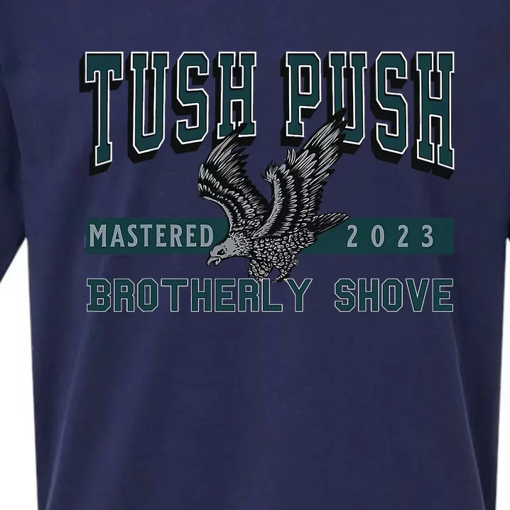 The Tush Push Eagles Brotherly Shove Sueded Cloud Jersey T-Shirt