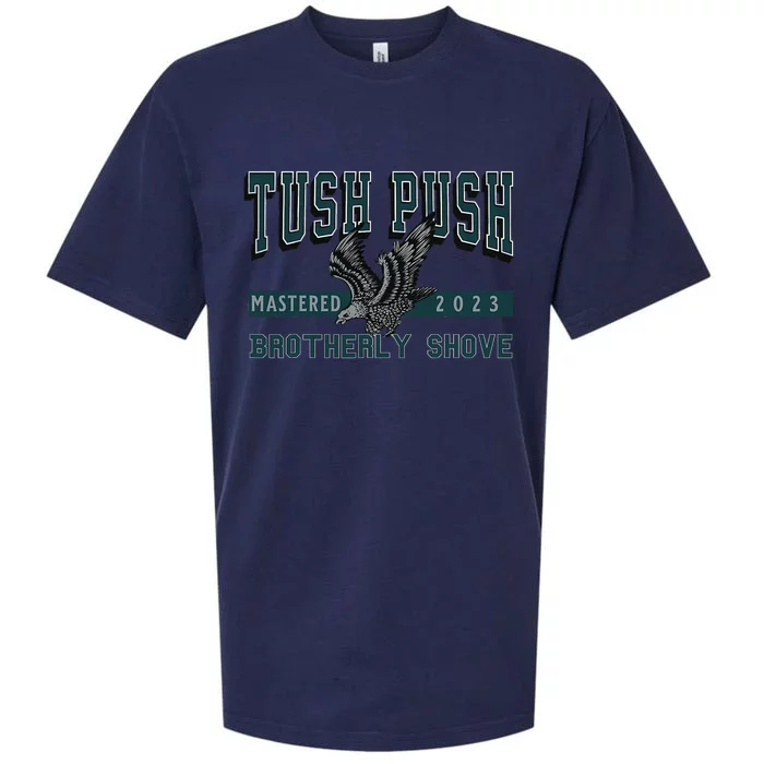 The Tush Push Eagles Brotherly Shove Sueded Cloud Jersey T-Shirt