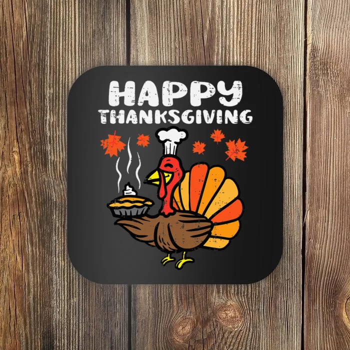 Thanksgiving Turkey Pumpkin Pie Festive Fall Decor Coaster