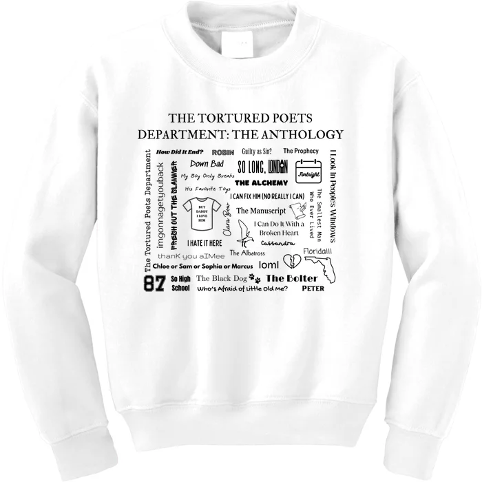 The Tortured Poets Ttpd Tracklist Kids Sweatshirt