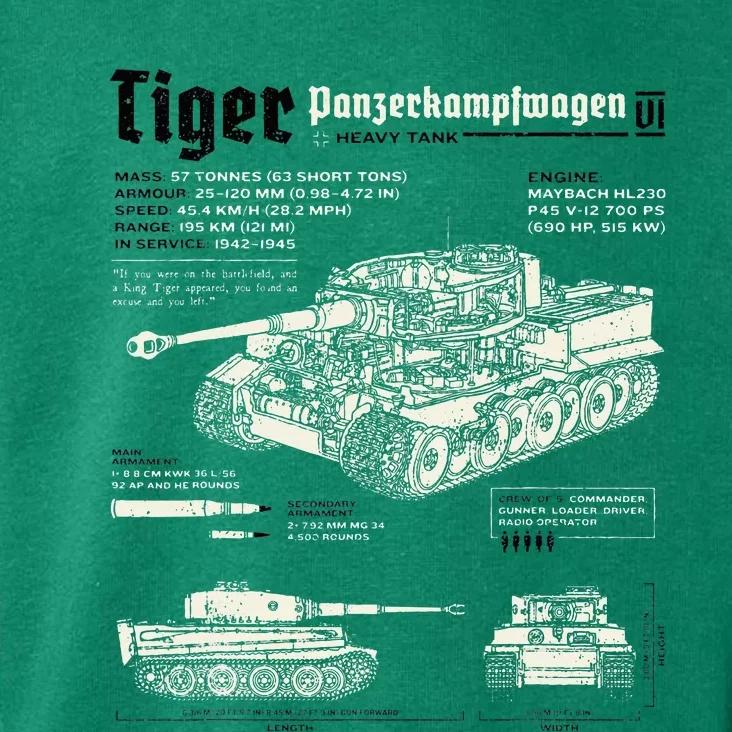 Tiger Tank Panzer World War 2 Blueprint Toddler Hoodie