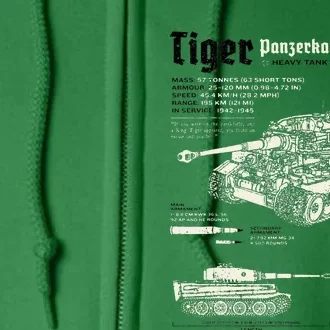 Tiger Tank Panzer World War 2 Blueprint Full Zip Hoodie