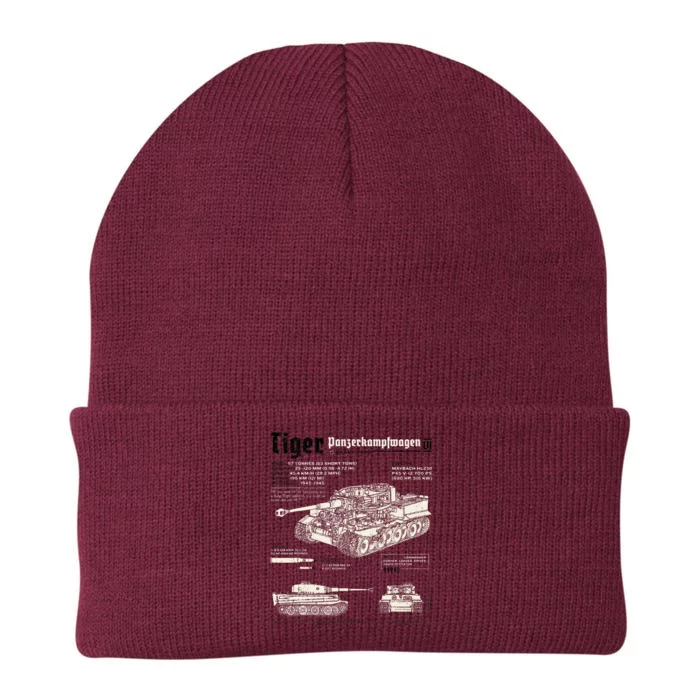 Tiger Tank Panzer World War 2 Blueprint Knit Cap Winter Beanie