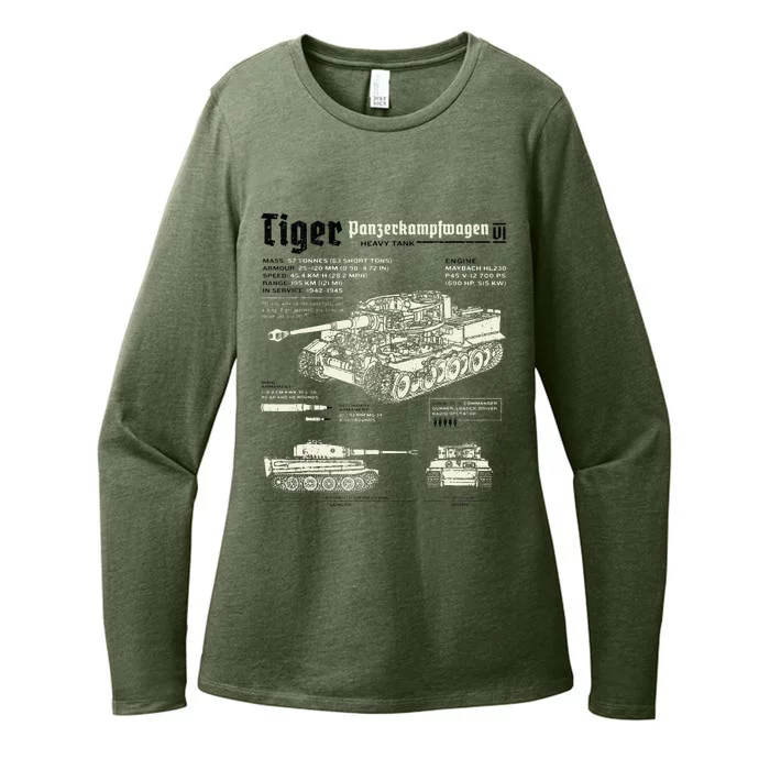 Tiger Tank Panzer World War 2 Blueprint Womens CVC Long Sleeve Shirt