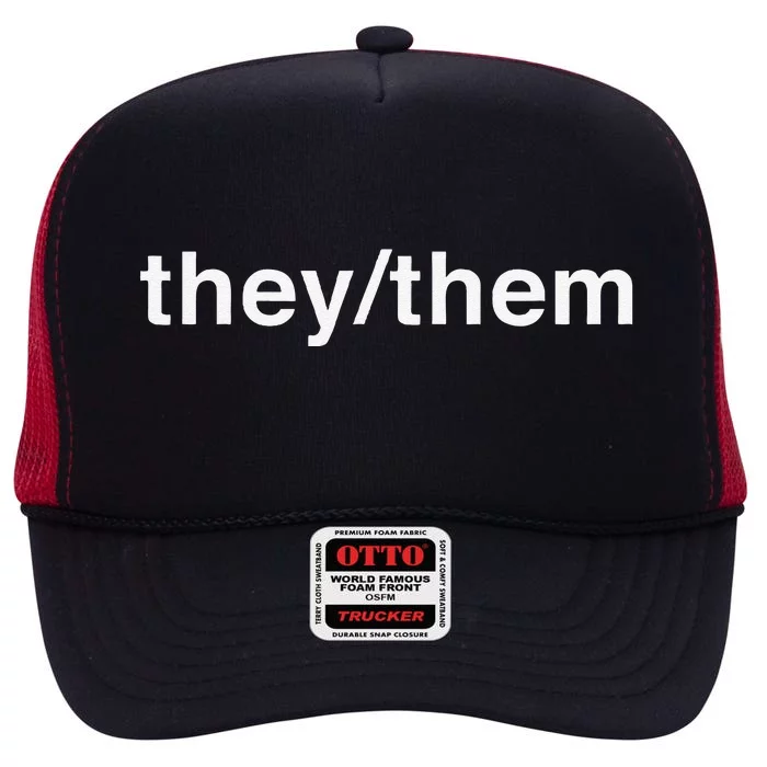 They Them Pronoun Lgbt Queer Transg High Crown Mesh Trucker Hat