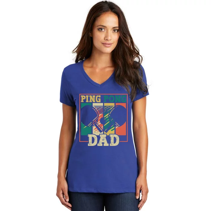 Table Tennis Player Father Ping Pong Dad Funny Table Tennis Great Gift Women's V-Neck T-Shirt