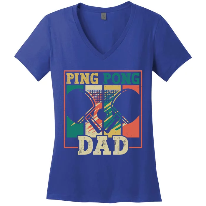 Table Tennis Player Father Ping Pong Dad Funny Table Tennis Great Gift Women's V-Neck T-Shirt