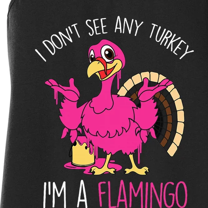 Thanksgiving Turkey Quote Flamingo In Disguise Women's Racerback Tank