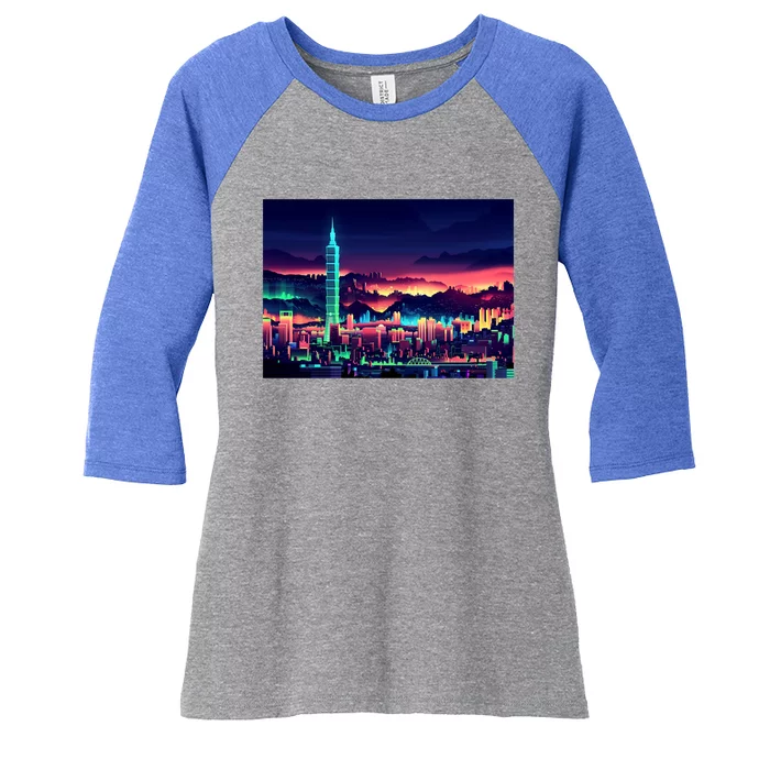 Taipei Taiwan Retro Vintage Travel Vacation Gift Women's Tri-Blend 3/4-Sleeve Raglan Shirt