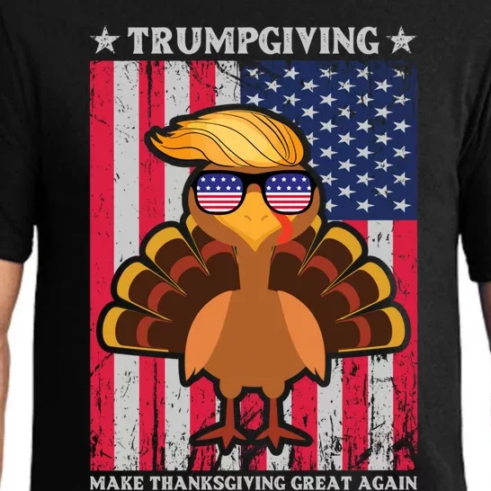 Turkey Trumpkiving Retro Flag Make Thanksgiving Great Again Gift Pajama Set