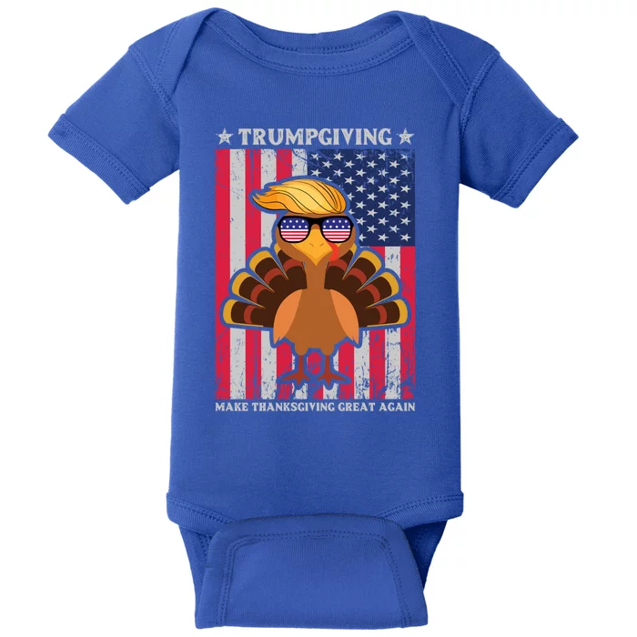 Turkey Trumpkiving Retro Flag Make Thanksgiving Great Again Gift Baby Bodysuit