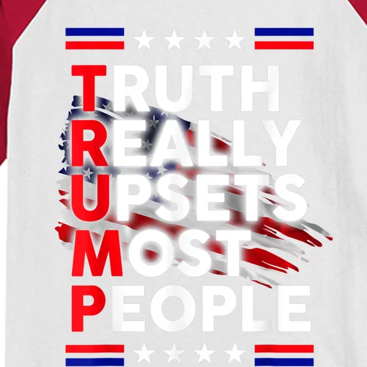 Trump Truth Really Upset Most People Trump 2024 America Flag Kids Colorblock Raglan Jersey