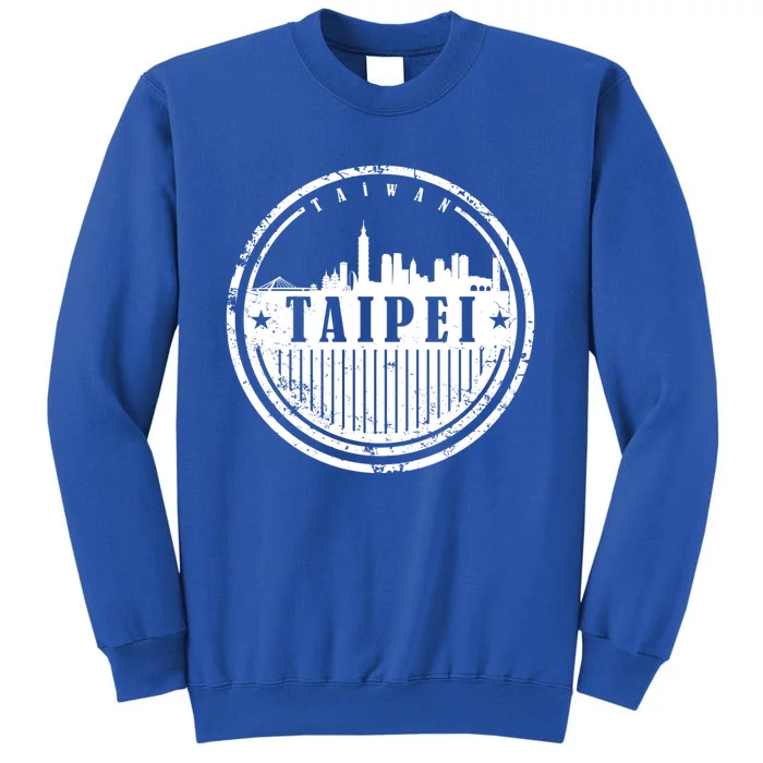 Taipei Taiwan Retro Grunge City Skyline Graphic Gift Tall Sweatshirt