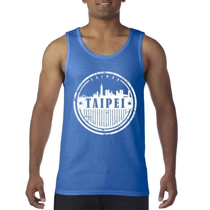 Taipei Taiwan Retro Grunge City Skyline Graphic Gift Tank Top