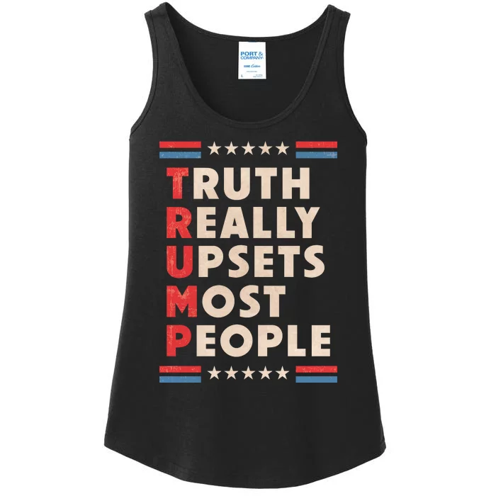 Trump Truth Really Upsets Most People Trump 2024 USA Flag Ladies Essential Tank