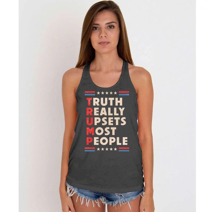 Trump Truth Really Upsets Most People Trump 2024 USA Flag Women's Knotted Racerback Tank