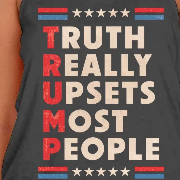 Trump Truth Really Upsets Most People Trump 2024 USA Flag Women's Knotted Racerback Tank