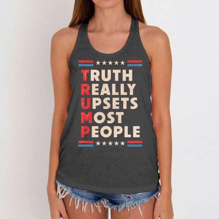 Trump Truth Really Upsets Most People Trump 2024 USA Flag Women's Knotted Racerback Tank