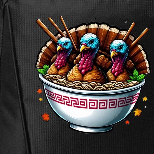 Three Turkey Ra Noodles Bowl Thanksgiving Dinner Humor Gift City Backpack