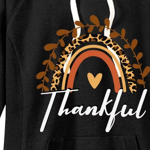 Thankful Thanksgiving Rainbow Leopard Print Wo Fall Women's Fleece Hoodie