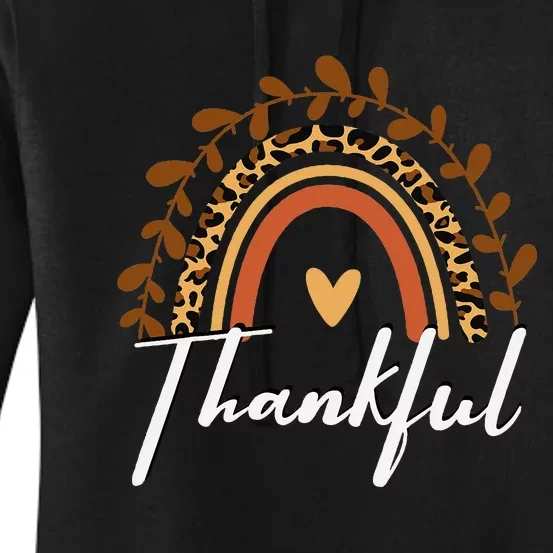 Thankful Thanksgiving Rainbow Leopard Print Wo Fall Women's Pullover Hoodie