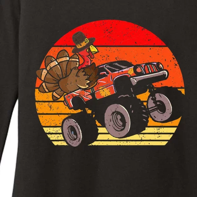 Thanksgiving Turkey Riding Monster Truck Womens CVC Long Sleeve Shirt