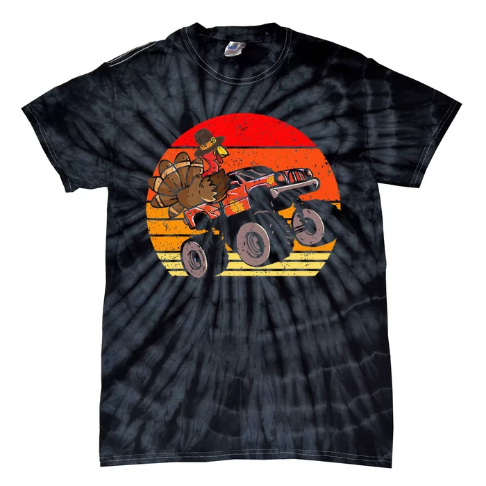 Thanksgiving Turkey Riding Monster Truck Tie-Dye T-Shirt