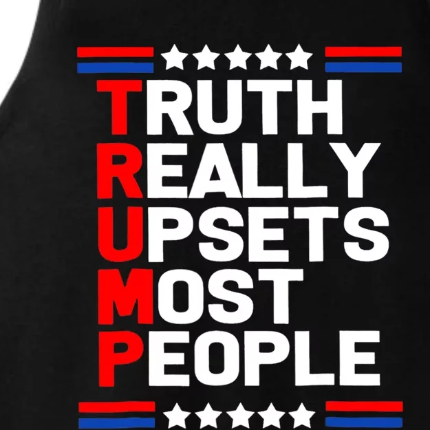 Trump Truth Really Upset Most People Trump 2024 America Flag Ladies Tri-Blend Wicking Tank