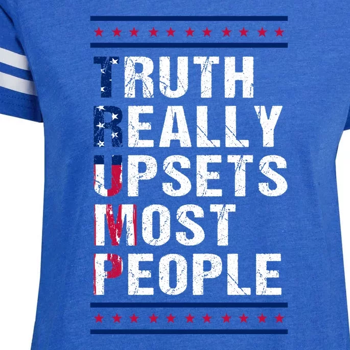 Trump Truth Really Upset Most People Trump 2024 America Flag Enza Ladies Jersey Football T-Shirt