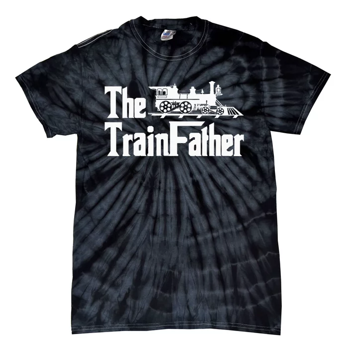 The Trainfather Railroad Model Train Collector Conductor Tie-Dye T-Shirt