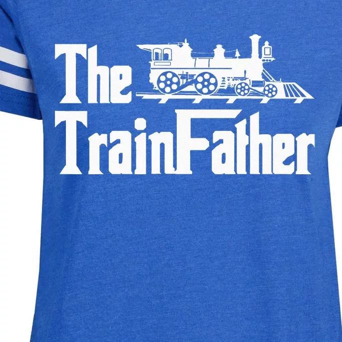 The Trainfather Railroad Model Train Collector Conductor Enza Ladies Jersey Football T-Shirt