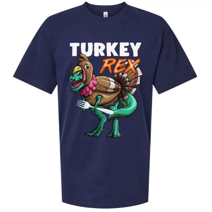 Turkey T Rex Funny Thanksgiving Dinosaur Turkey Costume Gift Sueded Cloud Jersey T-Shirt