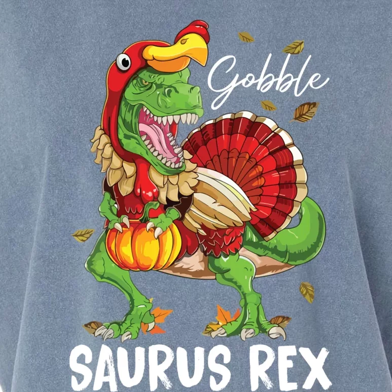 Thanksgiving T Rex Dinosaur Turkey Costume Boys Gift Garment-Dyed Women's Muscle Tee