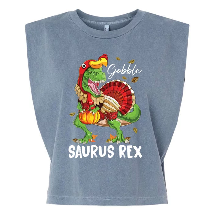 Thanksgiving T Rex Dinosaur Turkey Costume Boys Gift Garment-Dyed Women's Muscle Tee