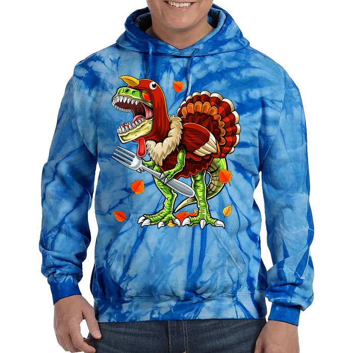 Thanksgiving T Rex Dinosaur Turkey Costume Gift Boys Gift Tie Dye Hoodie