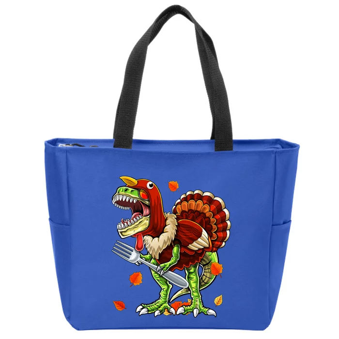 Thanksgiving T Rex Dinosaur Turkey Costume Gift Boys Gift Zip Tote Bag