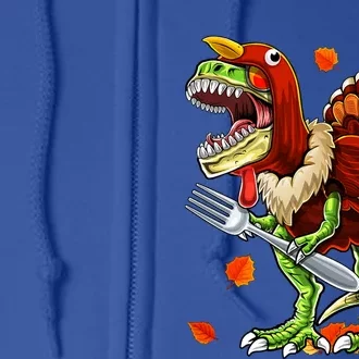 Thanksgiving T Rex Dinosaur Turkey Costume Gift Boys Gift Full Zip Hoodie