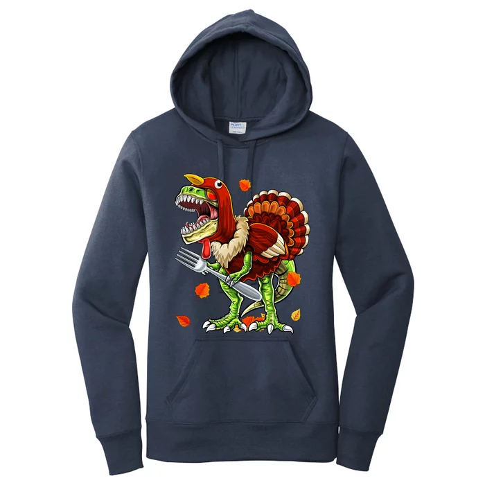 Thanksgiving T Rex Dinosaur Turkey Costume Gift Boys Gift Women's Pullover Hoodie