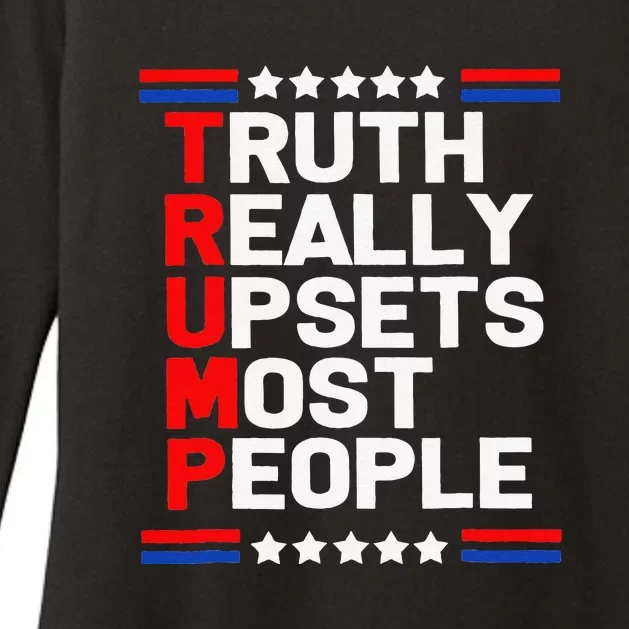 Trump Truth Really Upset Most People Trump 2024 America Flag Womens CVC Long Sleeve Shirt