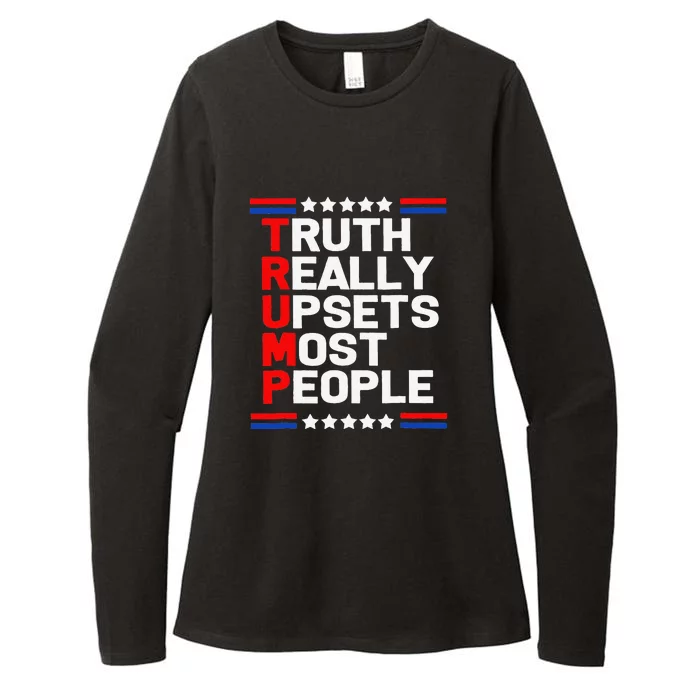 Trump Truth Really Upset Most People Trump 2024 America Flag Womens CVC Long Sleeve Shirt