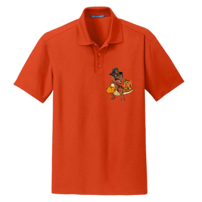 Thanksgiving T Rex Dinosaur Turkey Costume Gift Boys Meaningful Gift Dry Zone Grid Performance Polo