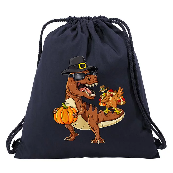 Thanksgiving T Rex Dinosaur Turkey Costume Gift Boys Meaningful Gift Drawstring Bag